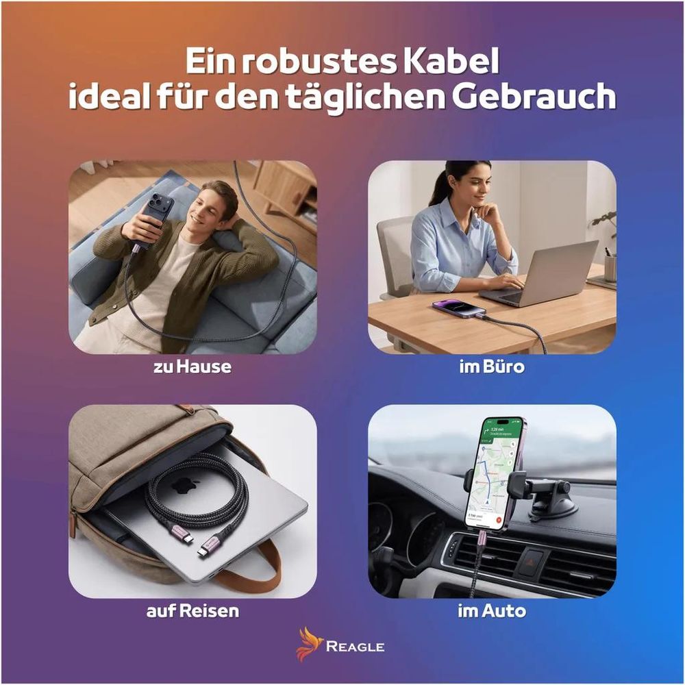 Reagle RUC300S USB-C Kabel – robustes Nylongeflecht Aluminiumstecker und verstärkte Enden