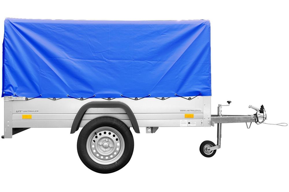 Trailer with tarpaulin GARDEN TRAILER 201 TIPP [with support wheel, blue high tarpaulin and high bows]