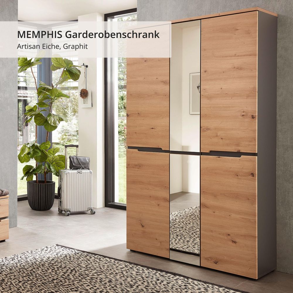 freiraum Garderobenschrank Meagan – moderner Schrank mit Softclose-Funktion und Spiegeltür