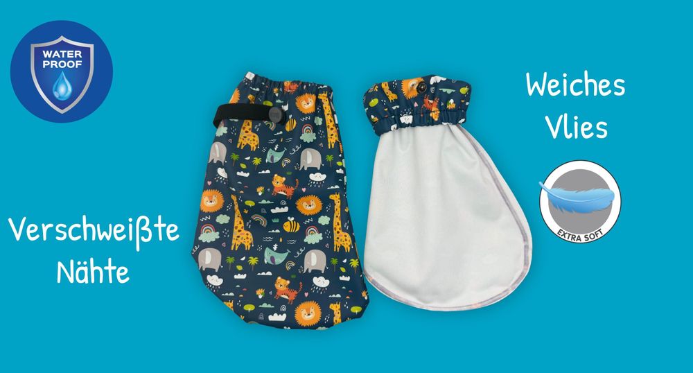 HECKBO Baby Regenfüßlinge Füßlinge mit Vlies Dschungel Tiere 18-24 Monate