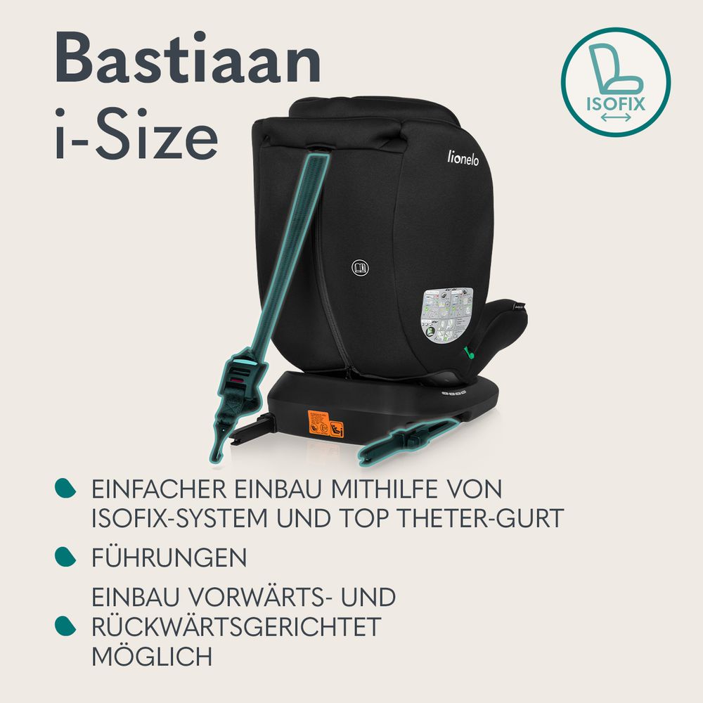 Lionelo Bastiaan i-Size Autokindersitz ab Geburt bis 12 Jahre, ab 0 kg bis 36 kg, i-Size, Isofix + Top Tether - Rosa