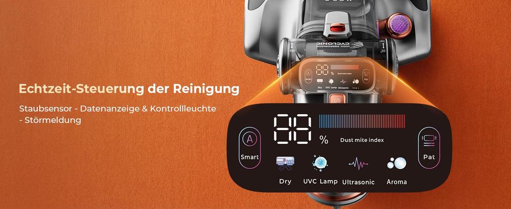 JIGOO T600 Matratzenstaubsauger - 15KPa Saugkraft - 99,9% Milbenentfernung - UV-Licht & 60°C Heißluft - – Weiß