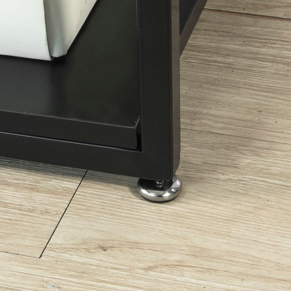 SoBuy Beistelltisch mit Glasplatte Sofatisch Glastisch Couchtisch mit 3 Ablagen schwarz, BHT ca.: 65x55x35cm FBT65-SCH