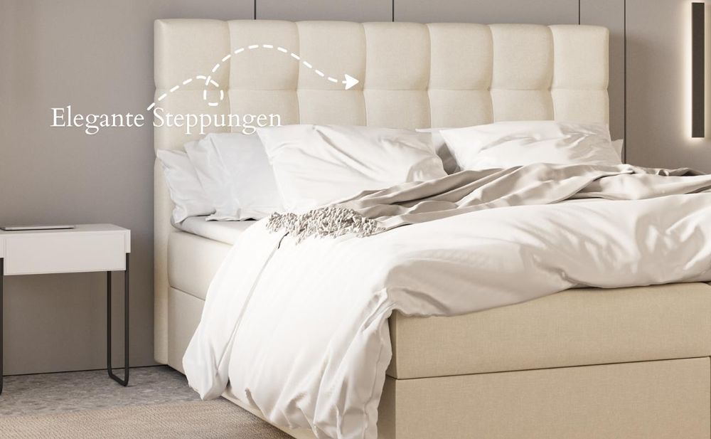 Kontinentalbett, Boxspringbett, Bett mit bettkasten, Bonell-Matratze und Topper, Doppelbett - Boxspringbett 05 - 140x200 - Schwarz - Hugo 100