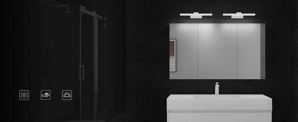 doporro Spiegelschrank Wandschrank in matt Anthrazit 120x70 cm Hängeschrank Aufbewahrungsschrank mit LED Spiegelbeleuchtung 40*2 (Sandschwarz)