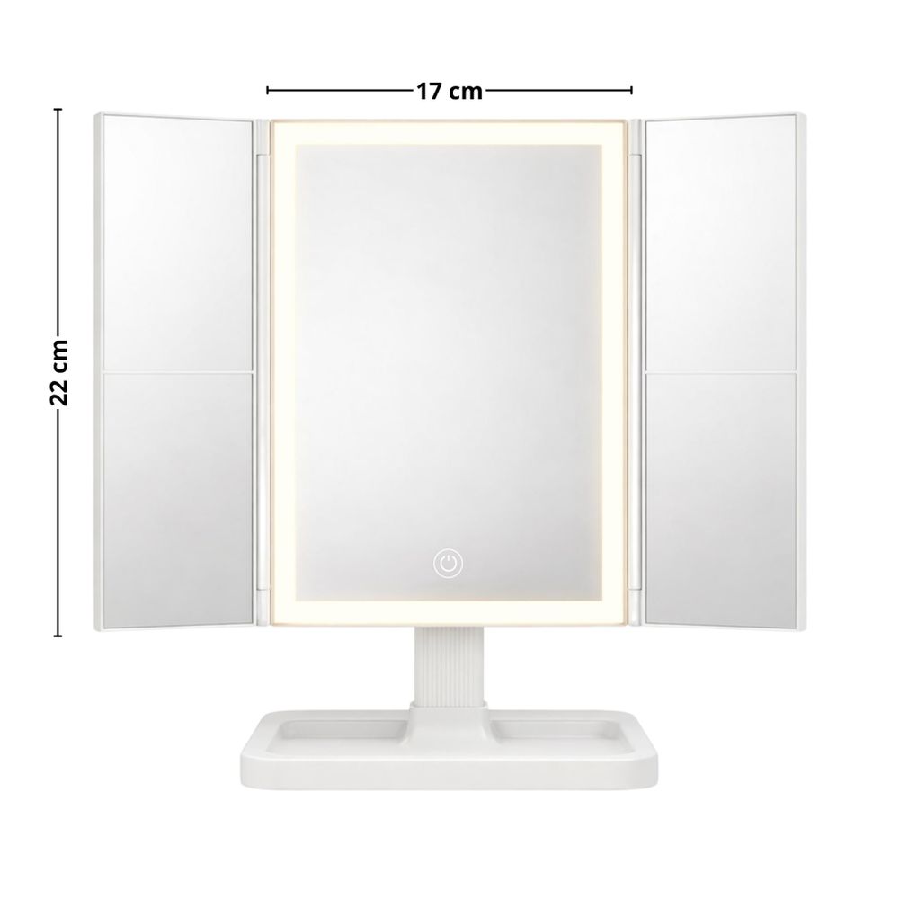 Lustro lusterko składane białe do makijażu make-up 22x17cm oświetlenie LED
