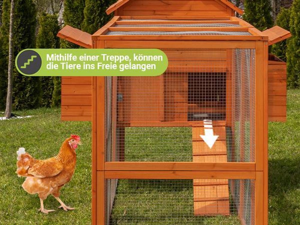 MyAnimal Hühnerstall XXL MH-22 | Für 8 Hühner - Hühnerhaus Zweistöckig  - 2 Sitzstangen  - 2 Nistkästen - Eiablage - Freilaufgehege (Grau 2.0)