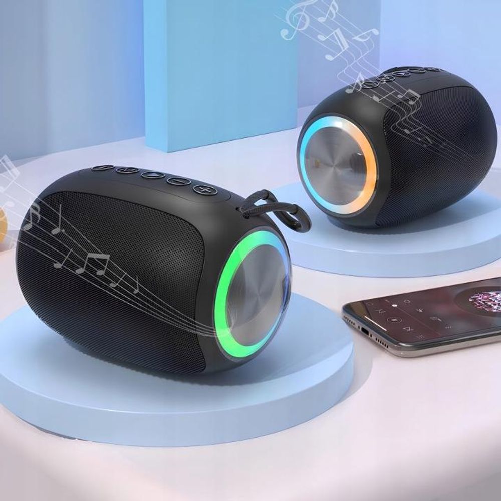 Setty Bluetooth-Lautsprecher Mini-Tubus RGB GB-800 5W Tragbarer Bluetooth 5.0 Speaker, microSD, USB, Radio Schwarz