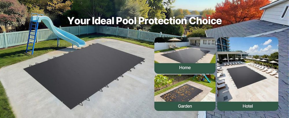 VEVOR Pool-Sicherheitsabdeckung passt für 18x36ft rechteckige Schwimmbecken, Sicherheits-Poolabdeckung mit Entwässerungslöchern, Netz-Solid-Poolabdeckung für Schwimmbäder, Winter-Sicherheitsabdeckung, grün, 4x7 m-Kohle Schwarz