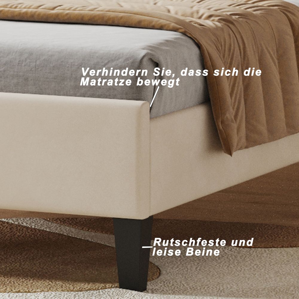 Flieks Polsterbett 90x200cm Samt mit Blumenform-Kopfteil und Lattenrost Einzelbett Kinderbett für Damen Kinder Jugend