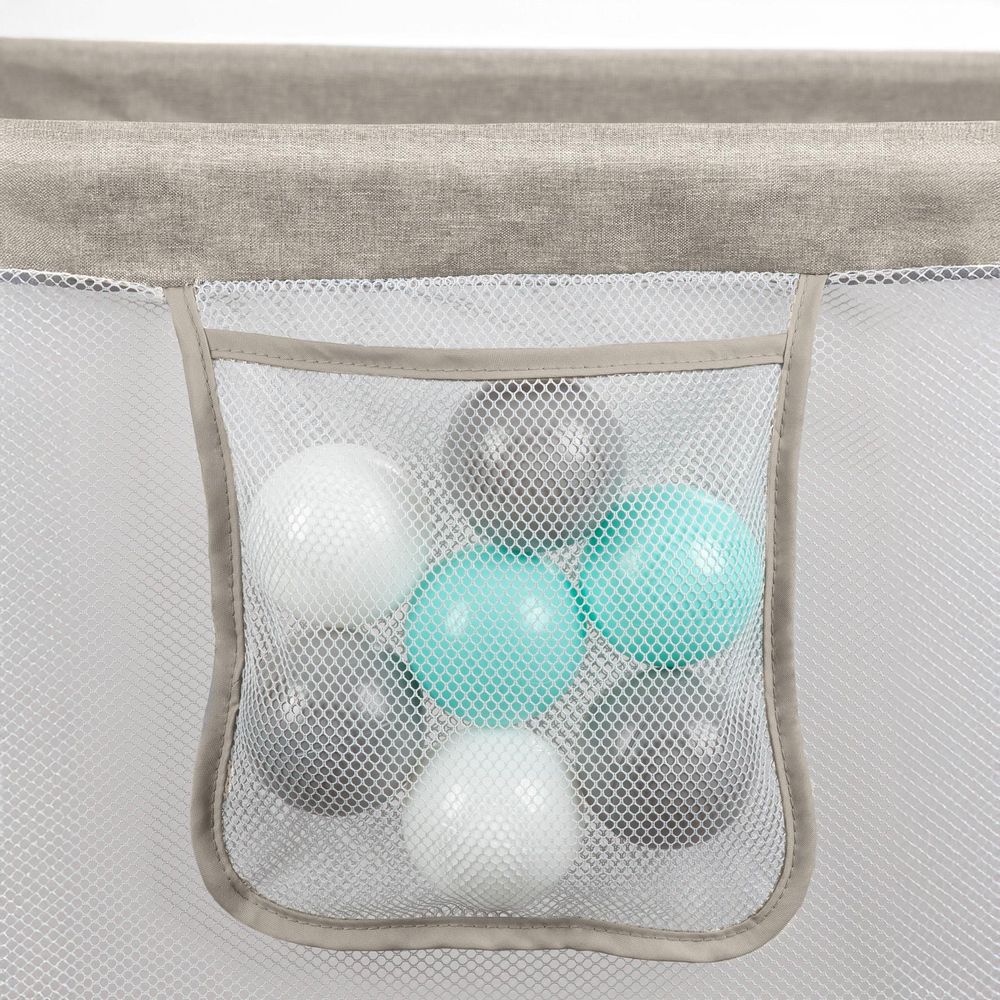 Kidwel FANKO Beige 130x130 cm Baby Laufstall, Laufgitter Baby Krabbelgitter für Kleinkinder mit Atmungsaktivem Netz, Reißverschluss, Tasche, Beige