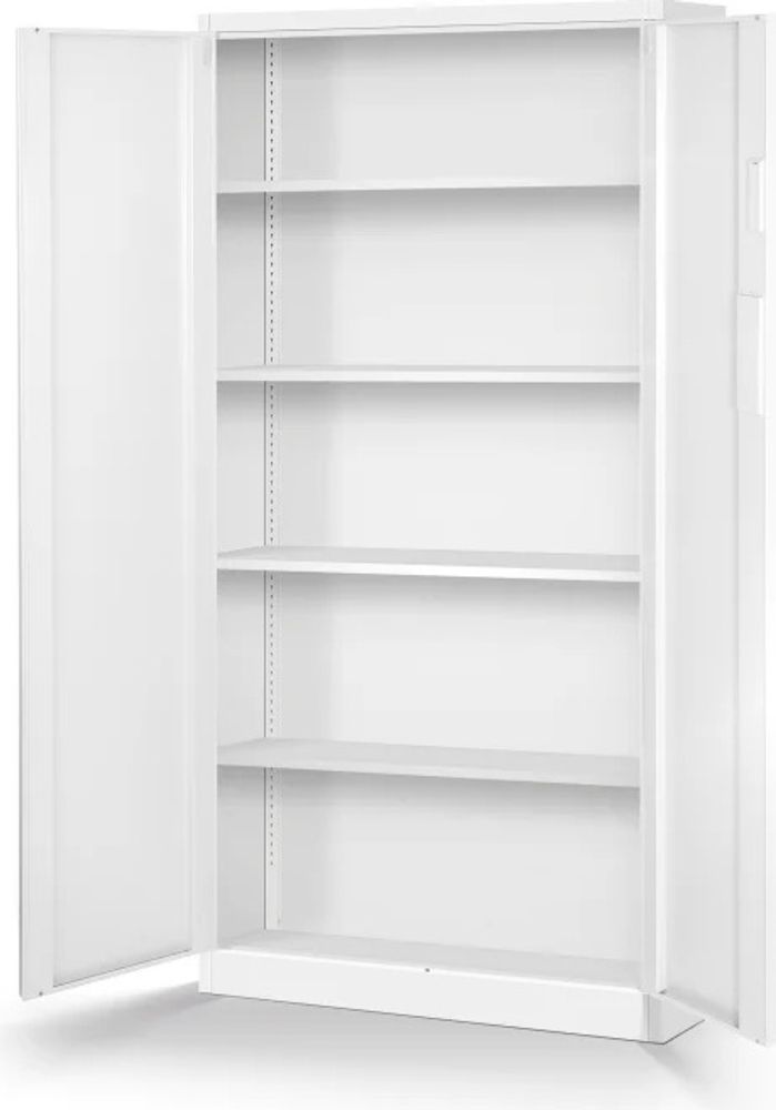 Aktenschrank Metallschrank mit Zahlenschloss Büroschrank Stahlblech 4 Einlegeböden 185 cm x 90 cm x 40 cm Farbe: Weiß