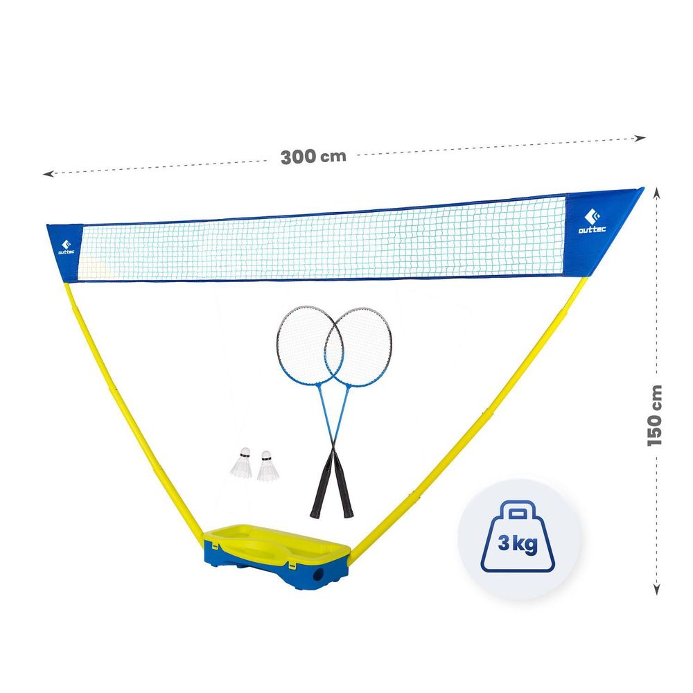 Badmintonschläger-Set mit Netz und Federbällen, Maße 300x150 cm, Gewicht 3 kg