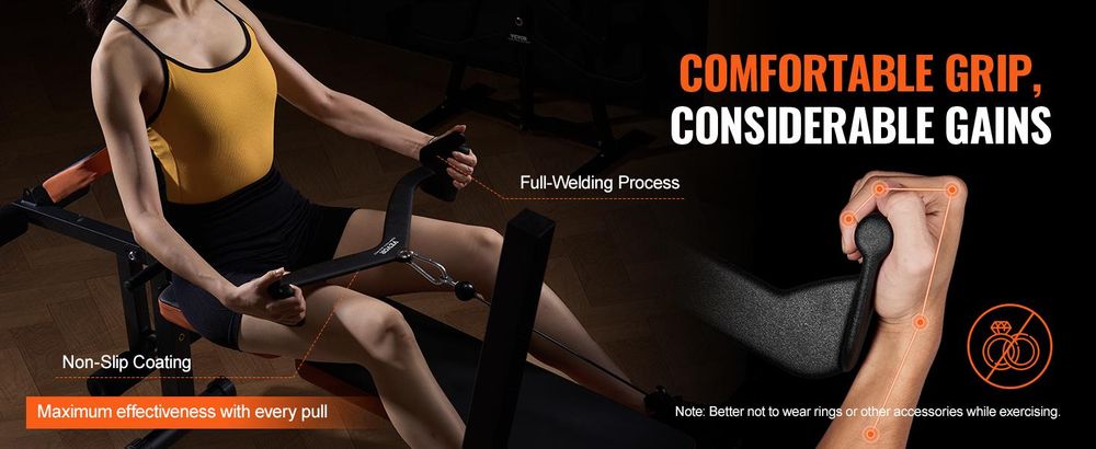 VEVOR LAT Pulldown Aufsätze, Kabelmaschine Ruder T-Bar V-Bar 5 Set, Trizeps Zugstange, Rückenstärkung Gummi-beschichteter Griff, Bizeps Curl Trizeps LAT Pulldown Stange für das Heimfitnessstudio