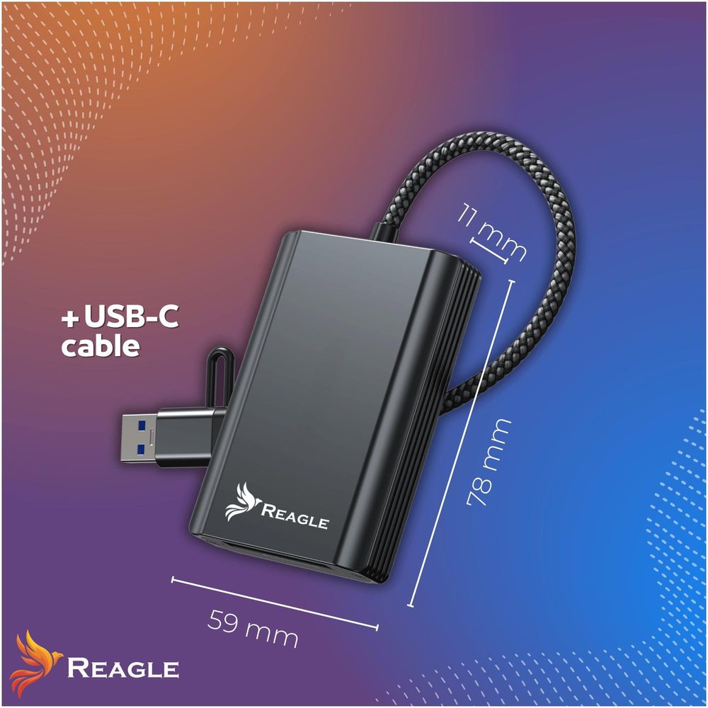 Kartenlesegeräte CFexpress Typ B ,USB 3.2 Gen 2 10 Gbit/s 2in1 USB-C USB-A für Speicherkarten bis 2 TB Kartenleser Aluminiumgehäuse, REAGLE