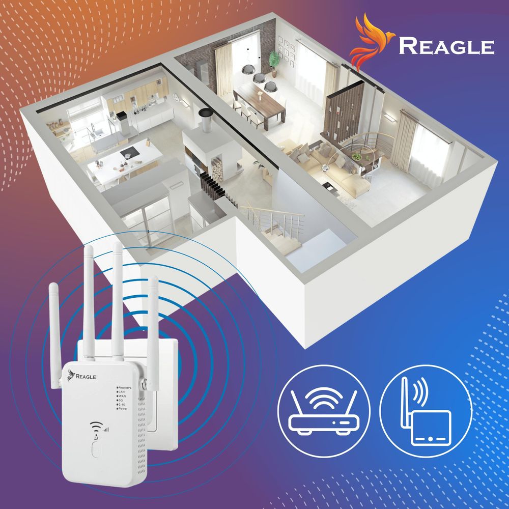5 GHz 802.11ac WIFI-SIGNAL-Verstärker AC1200 EXTENDER 2xLAN