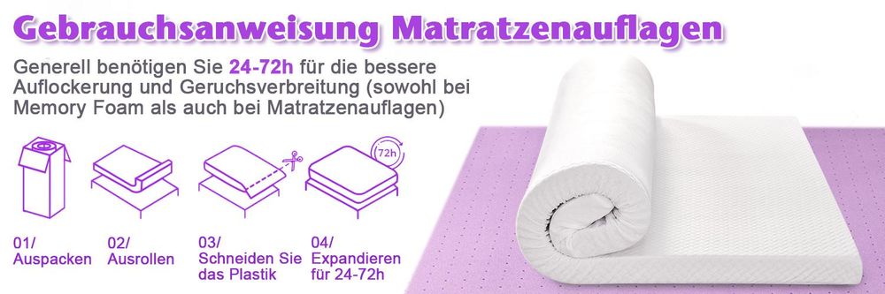 WENTA Matratzentopper 120x200cm, H2 weich Topper Gel Memory Schaum, 5 cm hoch, Rutschfest, Ergonomisch für Boxspringbett, Schlafsofa, Wohnwage
