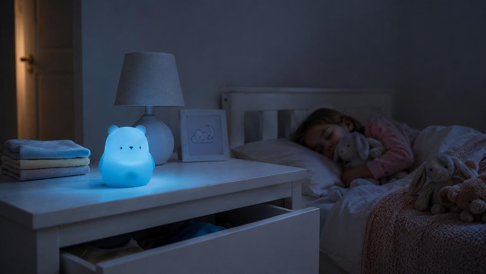 Alecto BC140BEAR – LED Nachtlicht Bär – Wiederaufladbares Nachtlicht für Babys und Kinder