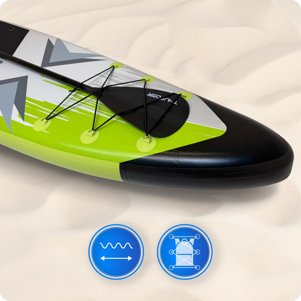 THUNDER® Stand Up Paddle Board | VELA | 320x75x15cm | Lime | Bis 150kg | Komplettset | Aufblasbar | Paddleboard | SUP Zubehöre | Kajak Sitz |