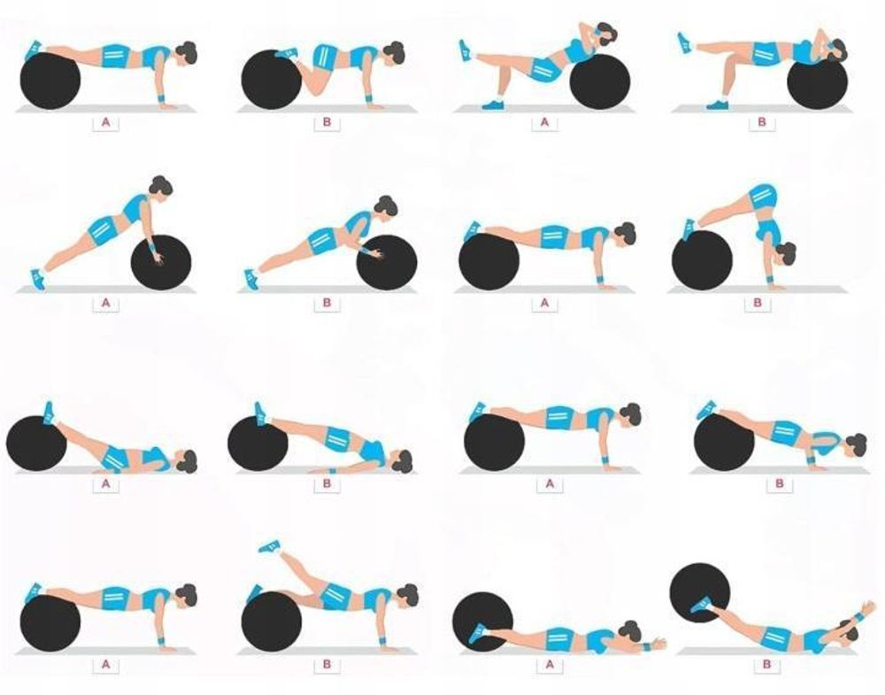 Růžový cvičební míč 65 cm s pumpičkou na míč, fitness míč s vyrýsovanými cviky
