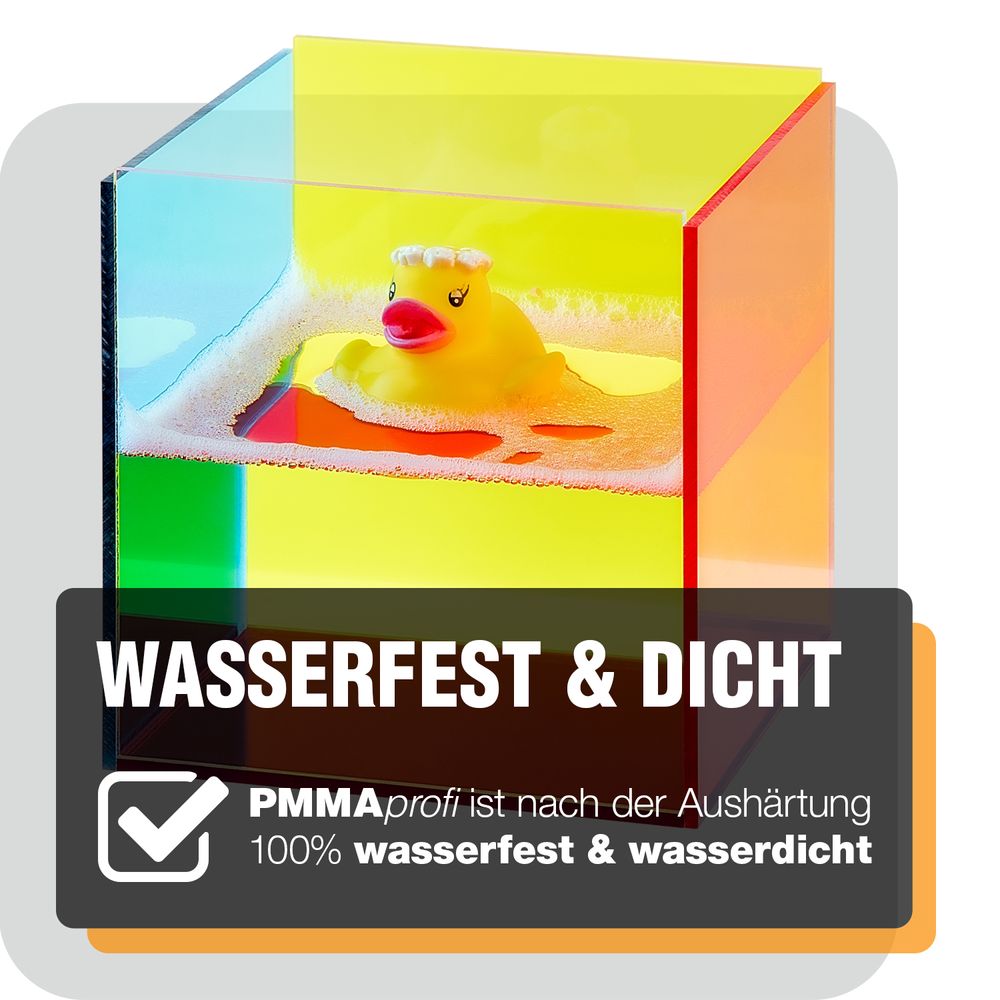 Nach der Aushärtung ist die Verklebung nicht wasserlöslich