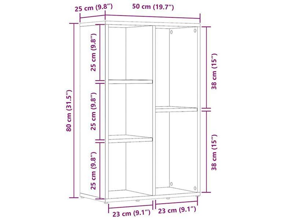 vidaXL Bücherregal/Sideboard Weiß 50x25x80 cm Holzwerkstoff