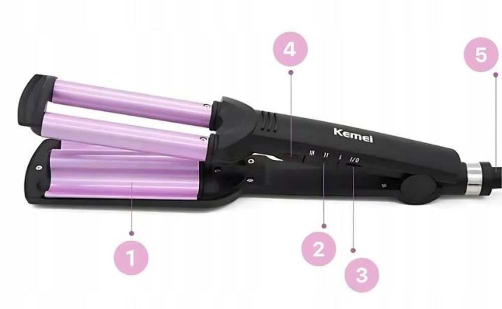 Kemei Haarlockenstab Welleneisen Keramik Krepp-Eisen 55W Tpc 200