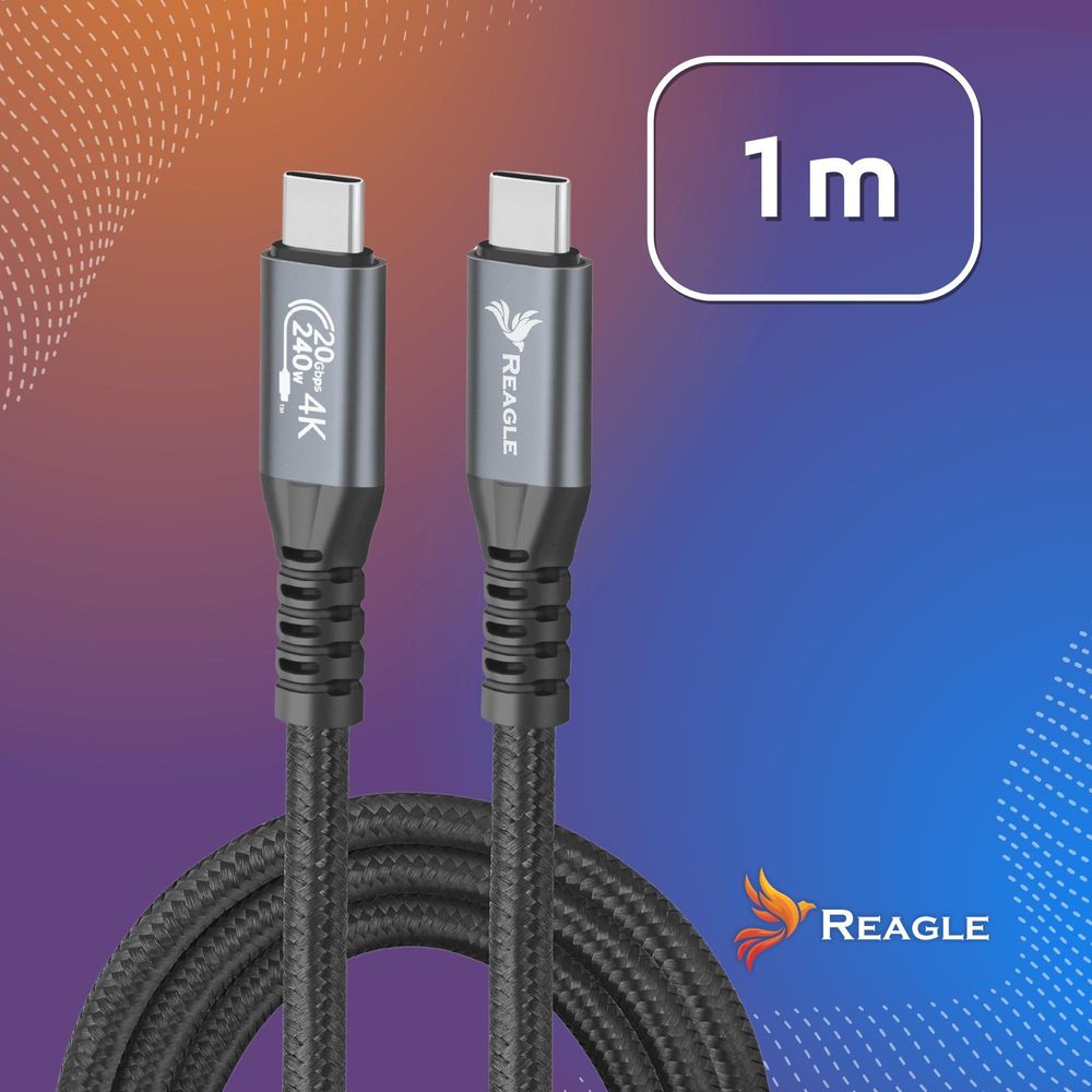 Usb-C 1M Schnellladekabel Pd 240W Qc 4.0 Usb 3.2 Typ C 20Gbps 4K60Hz Reagle