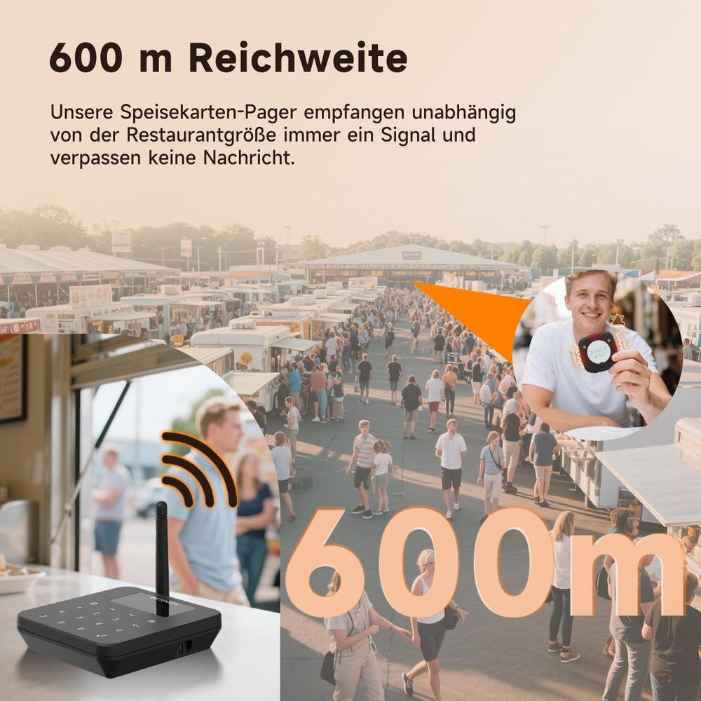 Retekess TD186 Restaurant Pager System, 30 Pager, 600m, Kippschutz, 64 Rufkombinationen, Stummschalttaste, Gästrufsystem für Bars Café, walkie talkie