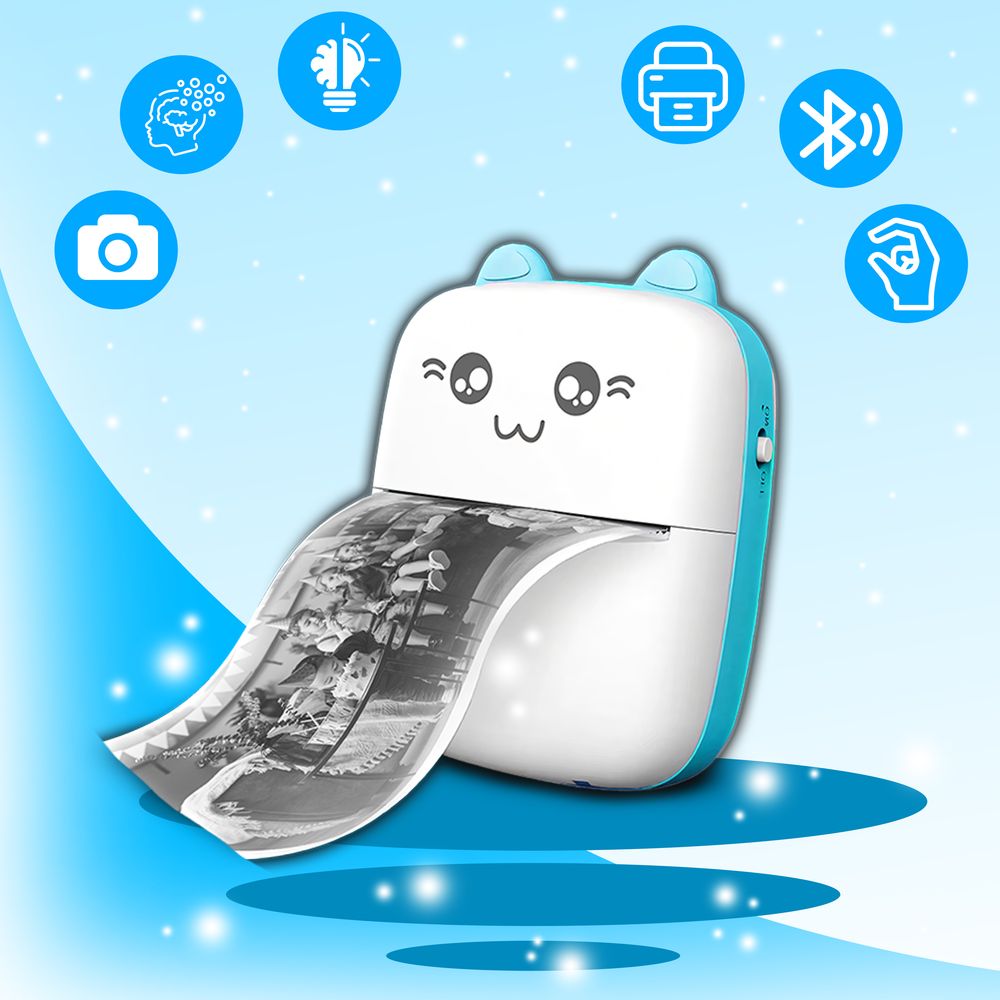 All-in-One Mini-Drucker Thermodrucker Bluetooth Multifunktions-Fotodrucker für Handy Smartphone Drahtloser mit 11 Thermopapierrolle iOS Android Retoo