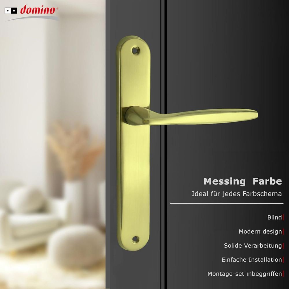 DOMINO Türgriff Drückergarnitur WC -Badezimmer Set | Rund-Rosette | Türklinke für Bürotür, Kellertür & Innentür | Aluminium | Bronze Farbe | TIPO-R M3