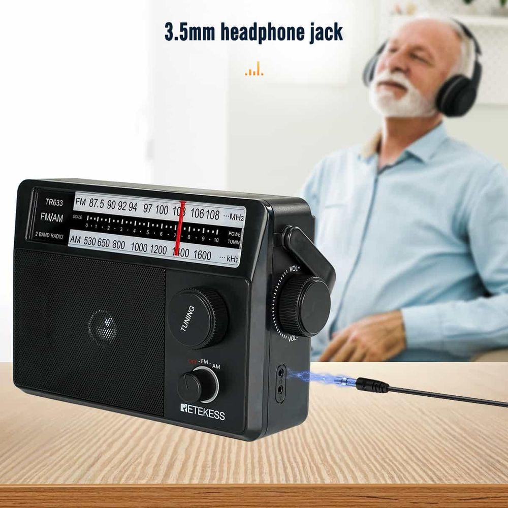 Retekess TR633 Tragbares Radio, Kofferradio mit AM FM, Netze und Batterie, Kopfhörerbuchse, Großer Lautsprecher, Geschenke für ältere Menschen