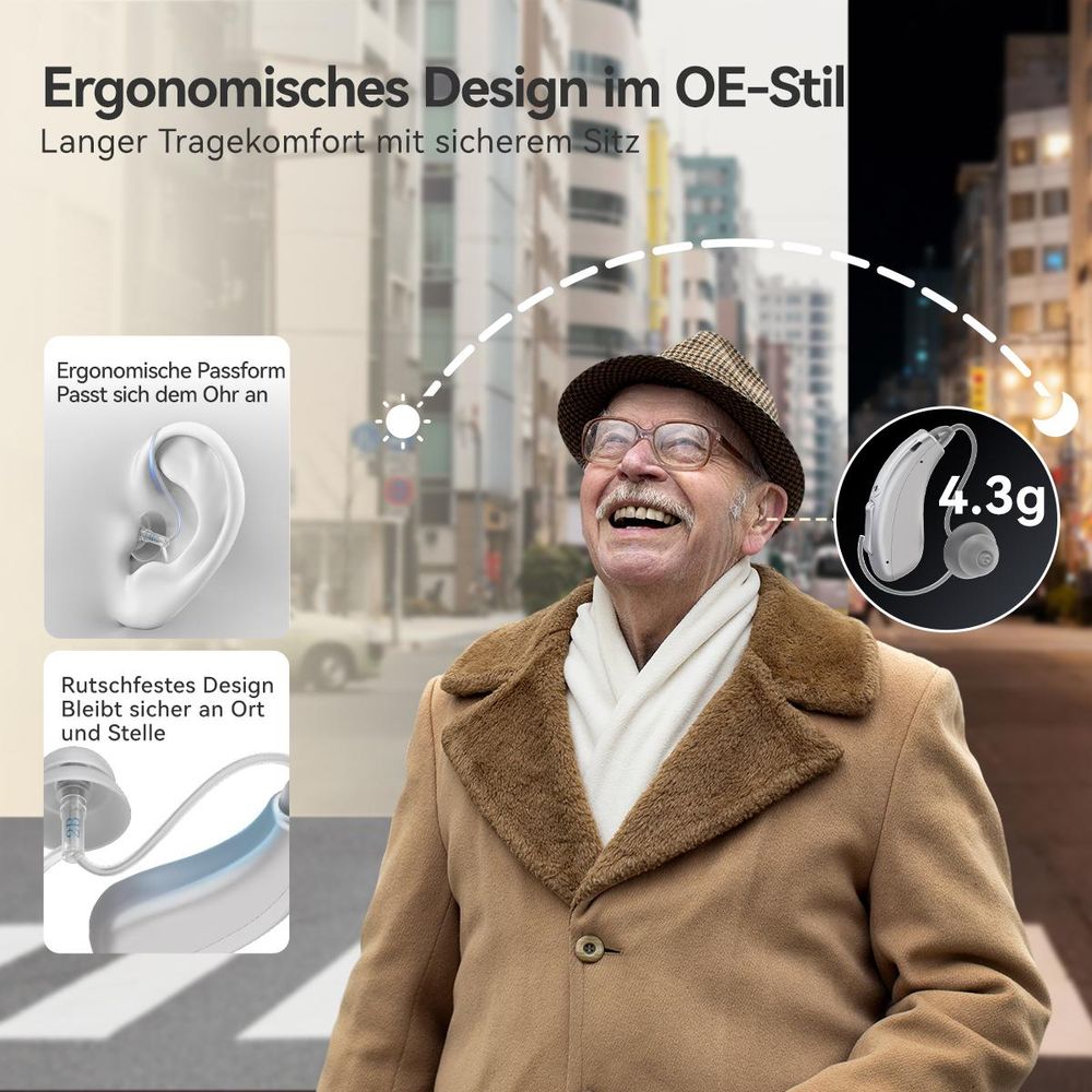 Retekess TE202 Hörhilfen, Wiederaufladbarer Digitaler Audioverstärker, 4-Fache Geräuschunterdrückung, HiFi-Audio mit 32 Kanälenm,für senioren Familien