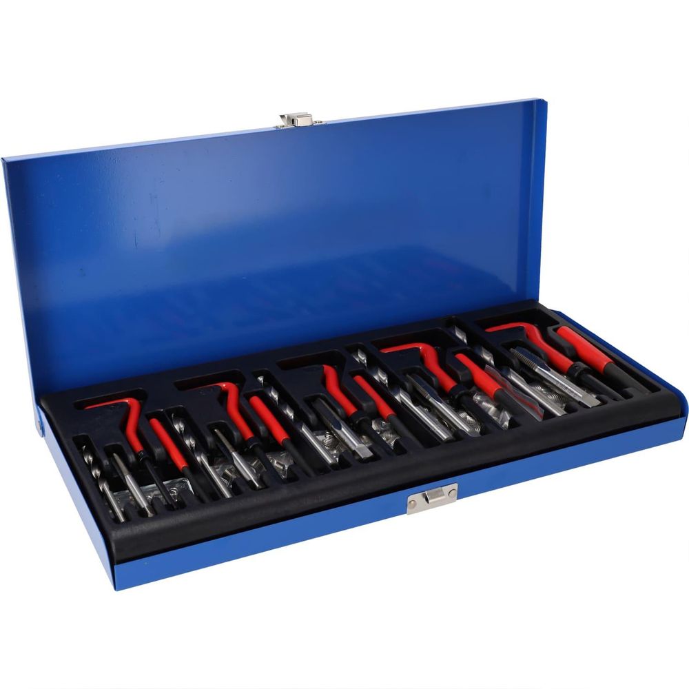 LUXTOM | Gewindereparatursatz, 131tlg, M5, M6, M8, M10, M12, Helicoil, Gewinde Reparatur Satz, Gewindehülse, Gewindeeinsätze