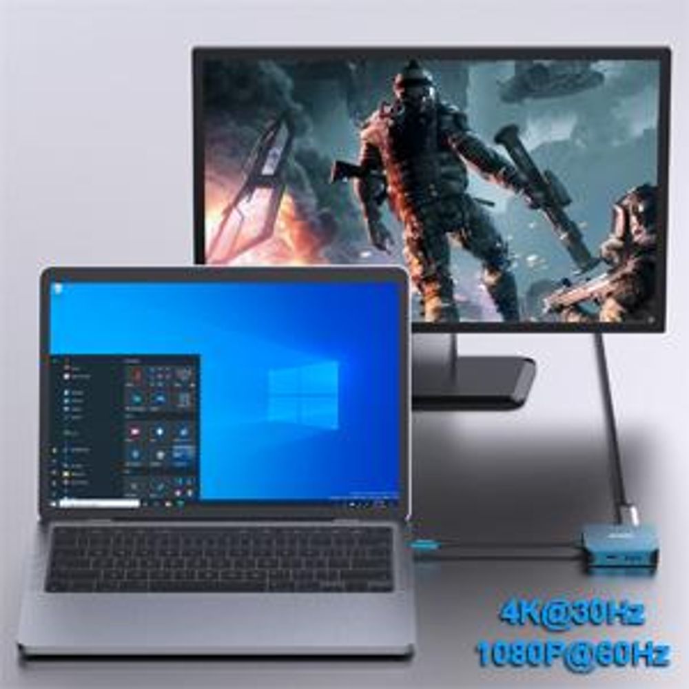 BENFEI Hubs USB C Hub 4in1 Adapter mit HDMI VGA USB PD