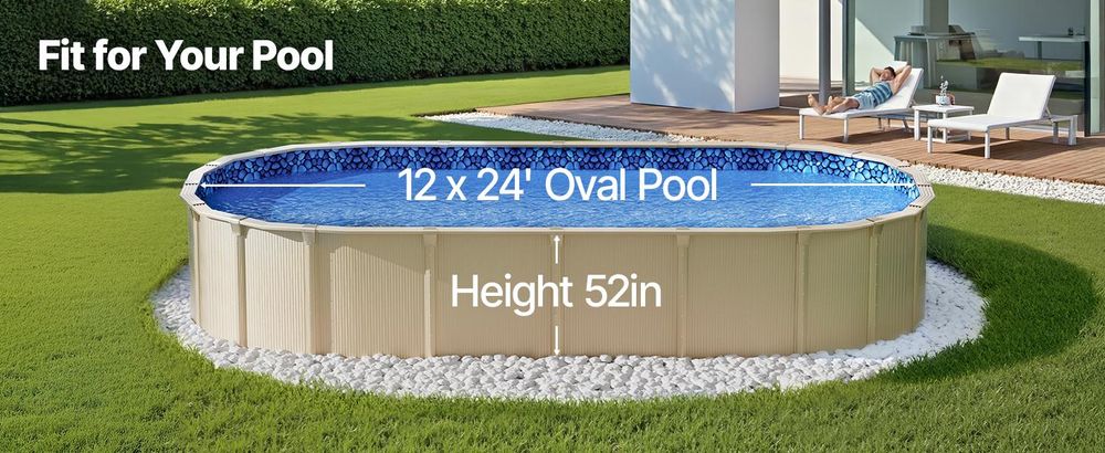 VEVOR Ovale Poolfolie, 732 x 366 x 120 cm, Aufstellpoolfolie, langlebiges Vinyl in Standarddicke, konzipiert für Aufstellpools mit Stahlwänden