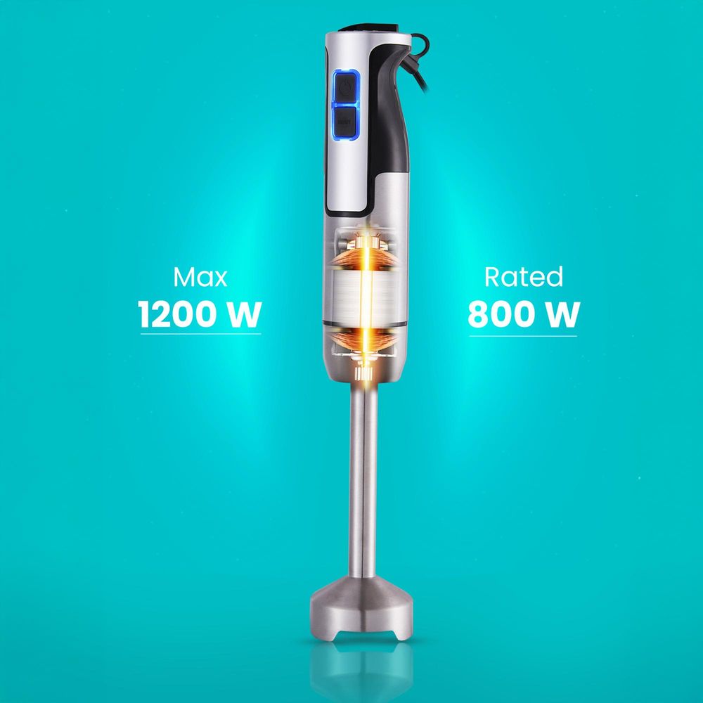 LEHMANN Set Frullatore a immersione, 8 livelli di velocità, Turbo, Accessori inclusi, 1200 W