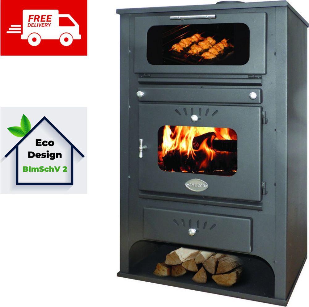 Kaminofen, Holzofen Wasserführend mit Backfach Zvezda, Model GF VR 16, Leistung 15.4kW