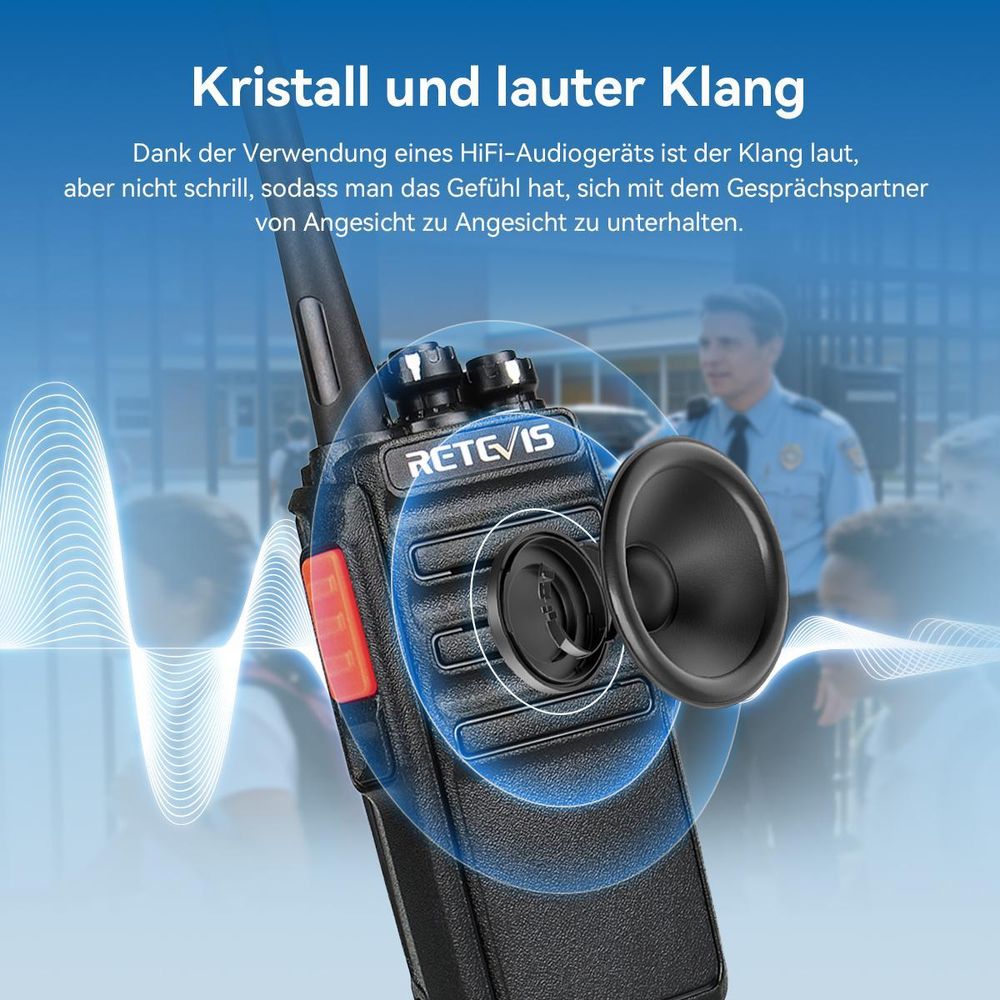 Retevis RT24 Walkie Talkie PMR446 Lizenzfreies, Professionelles Funkgeräte mit Großer Reichweite, mit Headset USB-Ladegerät, für Schule, Radfahren