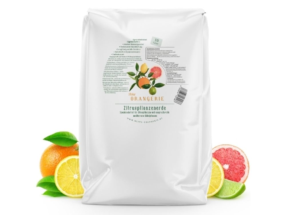 Meine Orangerie Zitruserde und mediterrane Pflanzenerde [20l] - Spezial-Zitronenerde mit Zitrusdünger - Pflanzerde für anspruchsvolle mediterrane Kübelpflanzen wie Olivenbaum, Oleander, Avocado Erde