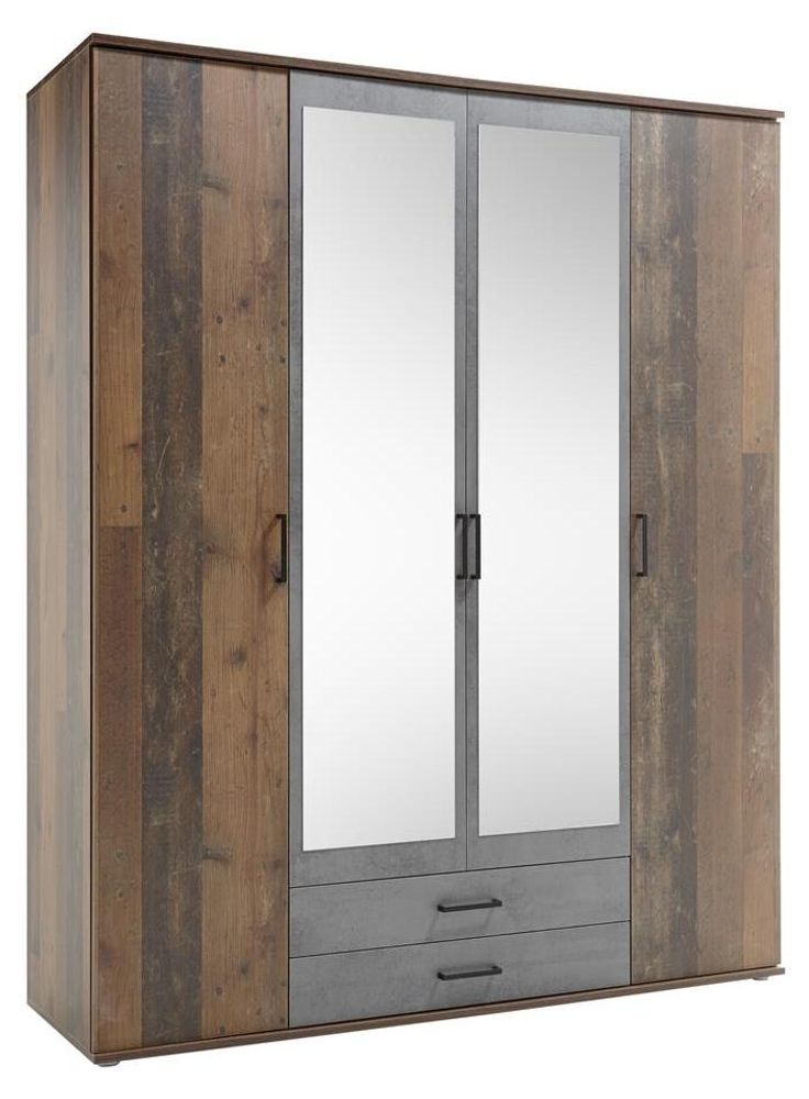 Cilli Kleiderschrank Old Style – moderner Drehtürenschrank mit Spiegel und viel Stauraum