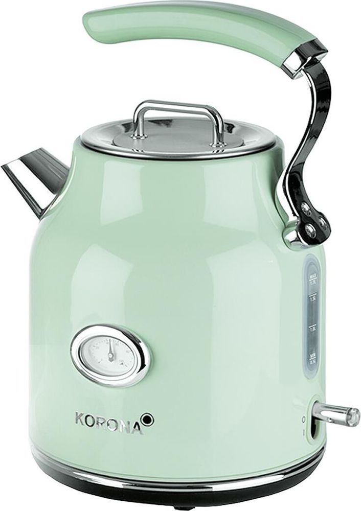 Korona 20665 elektrischer Wasserkocher | Mint | 1,7 Liter | 2.200 Watt | Kalkfilter | Dampf-Stopp | Trockengeh-Schutz | heißes Wasser | Tee und Kaffee | Aufbrühen grün, 1,7 l, 2200 W, Mintfarbe, Wasserstandsanzeige, Überhitzungsschutz, Drahtlos