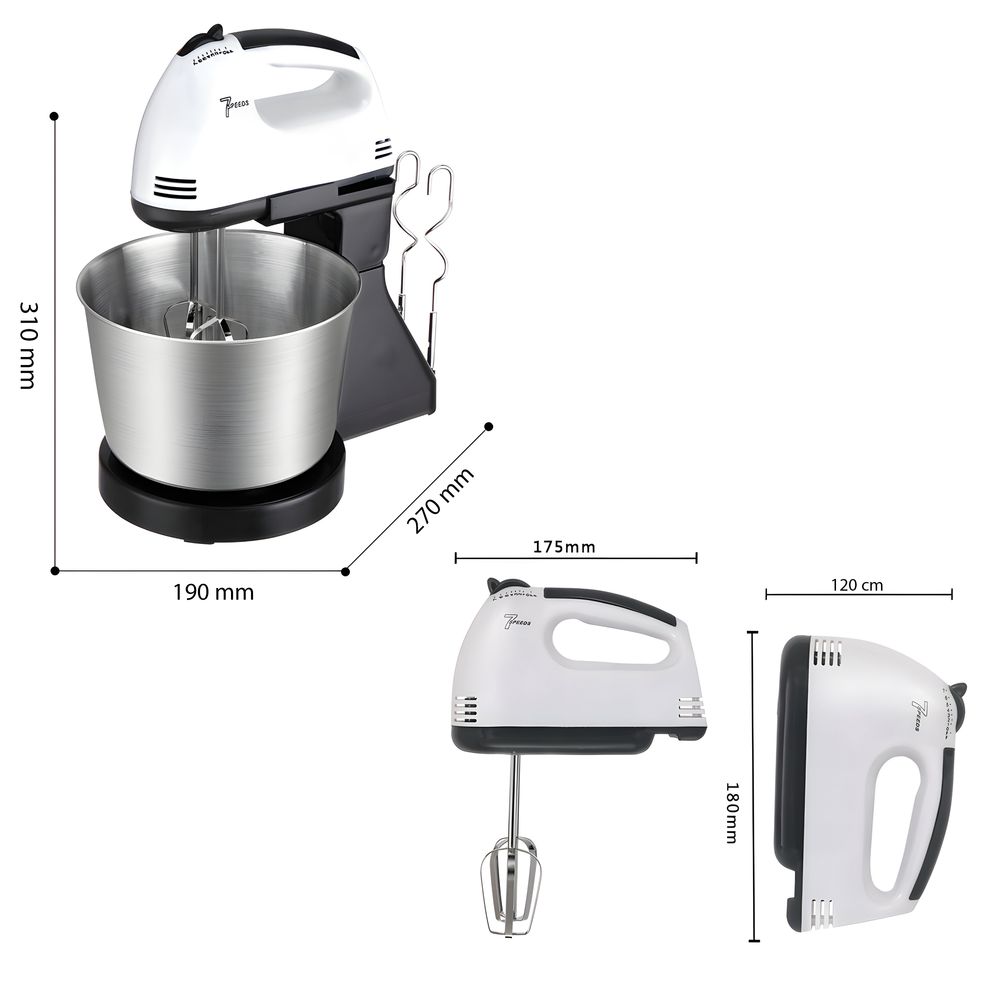 Handmixer 450W Mixer mit Schüssel Elektrischer Standmixer, Handrührer, Eierschläger, 220V, 7 Stufen, Handrührgerät, Turbotaste, Rührmixer Retoo