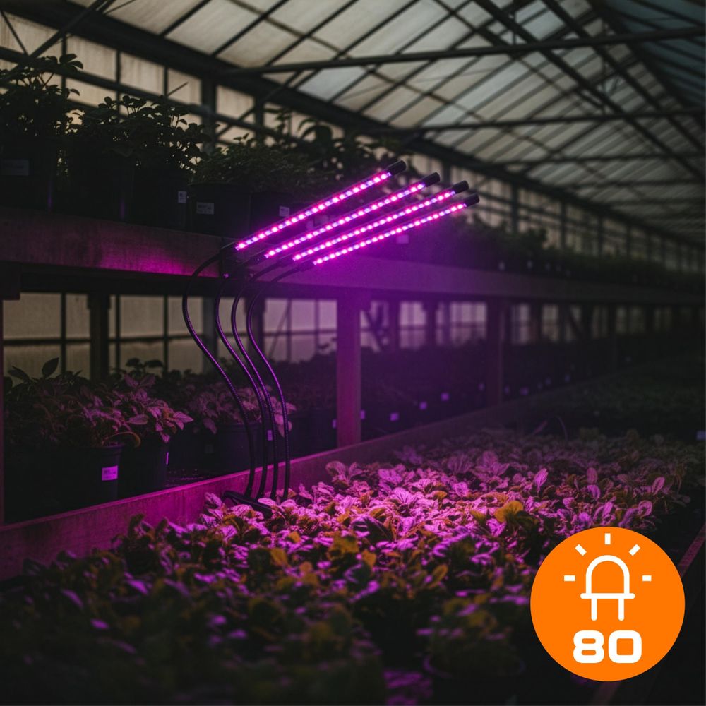 LED Pflanzenlampe 90W Vollspektrum mit 4 Köpfen, Wachstumslampe mit Timer & Clip, 80 LEDs dimmbar für Zimmerpflanzen & Anzucht, EVI GARDEN 4Glow