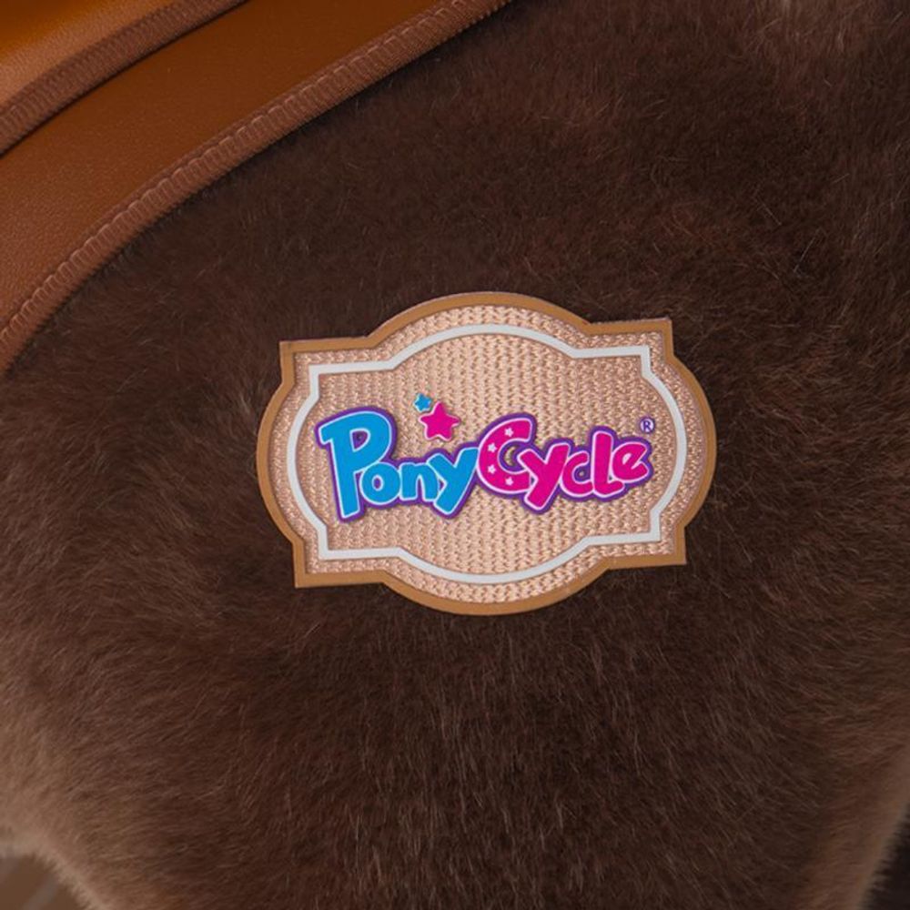 PonyCycle Modell Y Braun Ride-on Pony auf Rädern für Kinder 4-7, Plüschpferd-Spielzeug mit Geräuschen & Bremse, Geburtstagsgeschenk für Kinder – Y474