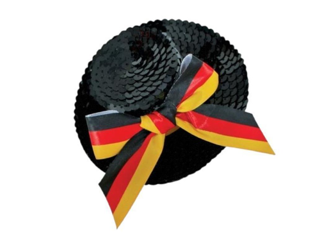 Minihut "FAN" mit Haarclip, Deutschland, Fahne, Paillettenhütchen (Rot)
