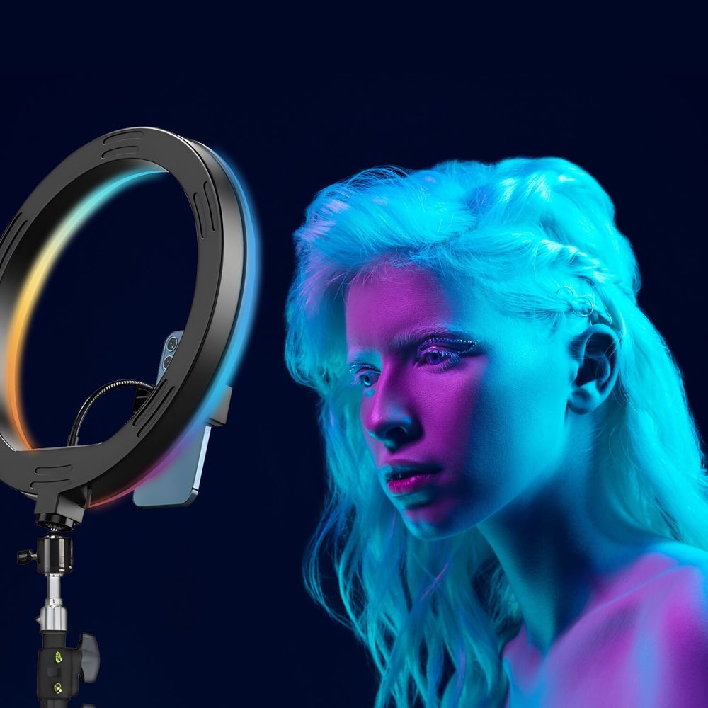 Ringlicht 10 Zoll Ringlicht mit Stativ Höhenverstellbar 18 RGB Farbe Dimmbare Selfie Ringleuchte YouTube TikTok Make-up Selfie Retoo