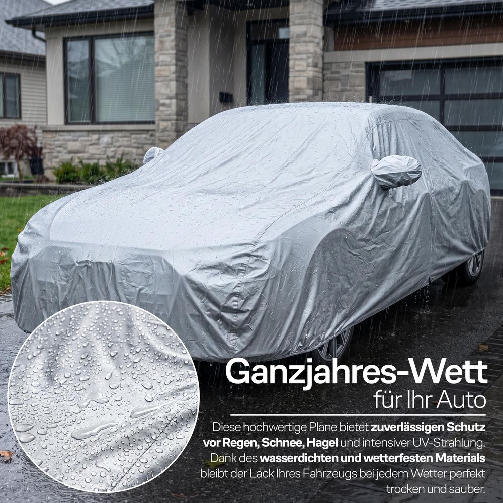 Autoschutzhülle - Auto Abdeckplane - Car Cover - Autoplane Silber - Reflektierende Streifen - 480x175x120cm - Antikratzsicht, Schutz vor Regen, Sonne