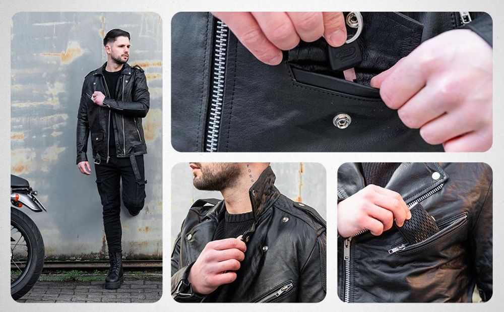 PAULGOS Herren Biker Lederjacke Echtes Leder Jacke Echtleder in 2 Farben Gr. S-5XL