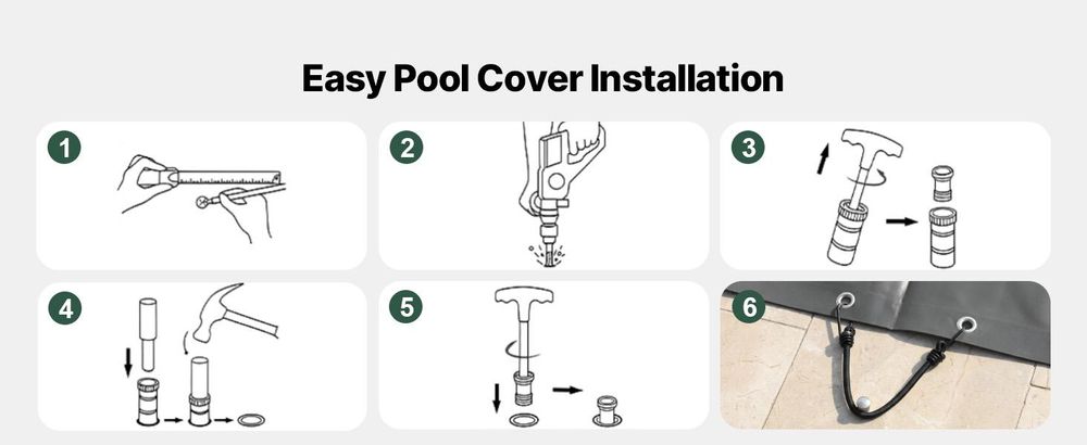 VEVOR Pool-Sicherheitsabdeckung passt für 18x36ft rechteckige Schwimmbecken, Sicherheits-Poolabdeckung mit Entwässerungslöchern, Netz-Solid-Poolabdeckung für Schwimmbäder, Winter-Sicherheitsabdeckung, grün, 4x7 m-Kohle Schwarz